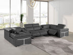 1126 Divanitalia 8-Piece U-Shaped Sectional Sofa in Top Grain Italian Leather with 4 Power Recliners & Power Headrests