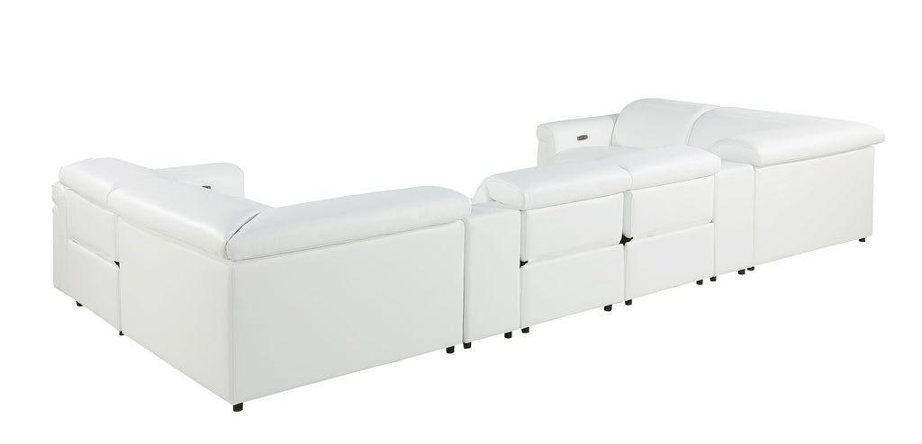 1126 Divanitalia 8-Piece U-Shaped Sectional Sofa in Top Grain Italian Leather with 4 Power Recliners & Power Headrests