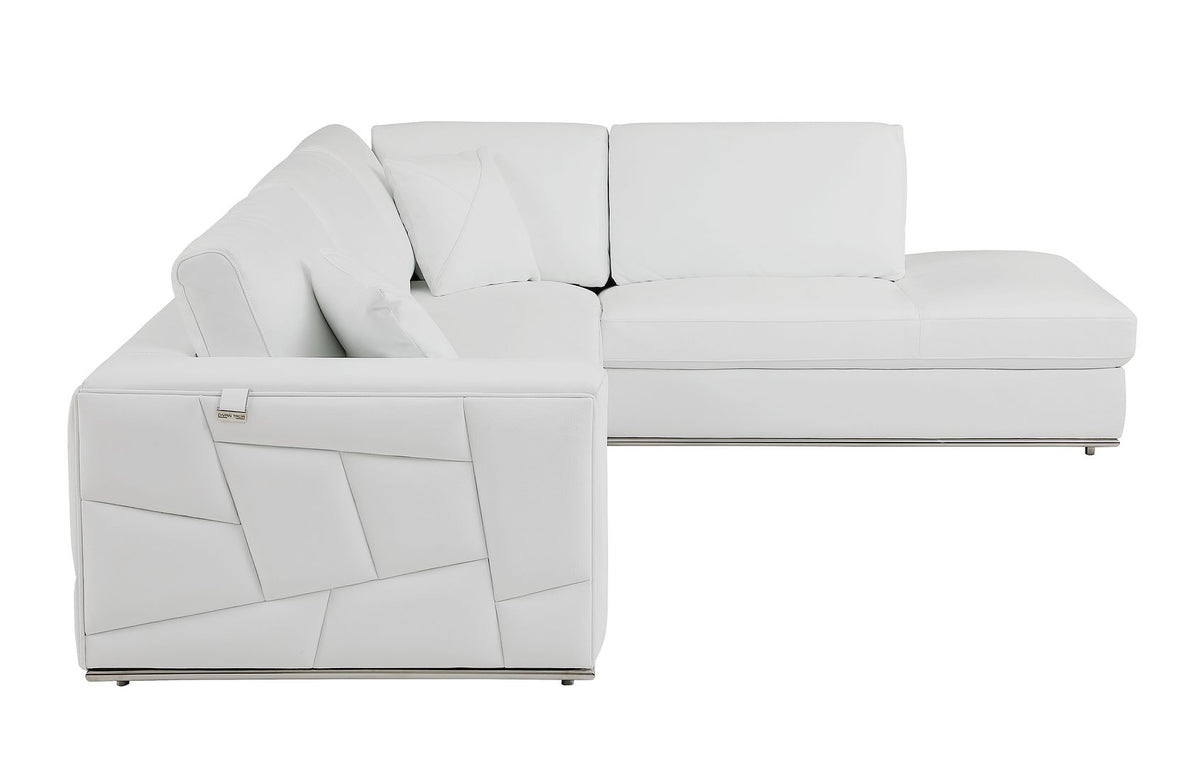 998 Divanitalia Cream Right Arm Facing Sectional Sofa in Top-grain Italian Leather - White - SKU 998-Sectional-RAF-CHAISE-WHITE - view 7