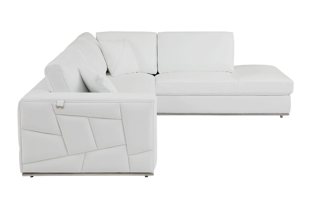998 Divanitalia Cream Right Arm Facing Sectional Sofa in Top-grain Italian Leather