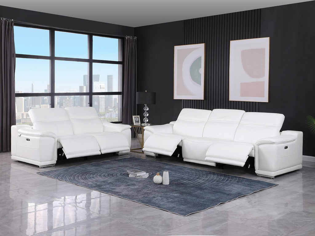 9762 Divanitalia 5-Piece Modular Power Reclining Sofa and Loveseat Set with 5 Power Recliners in Top Grain Italian Leather - White - SKU 9762-WHITE-5.4-HT-2PC - view 2