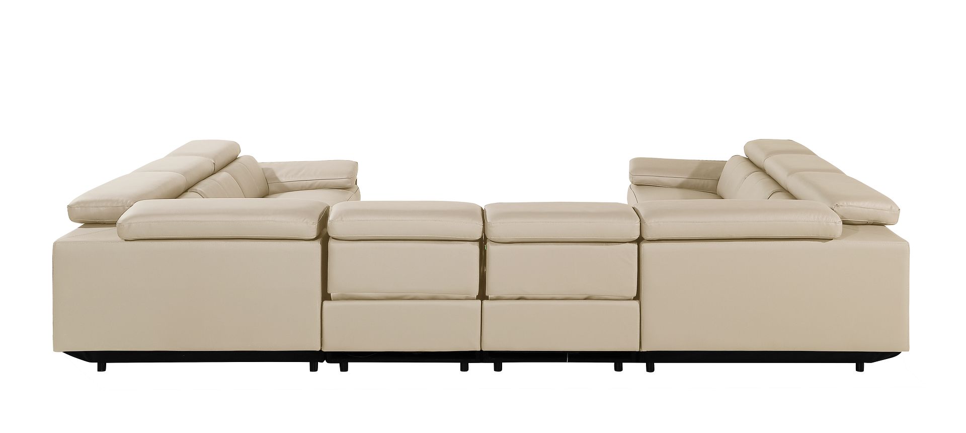1246 Divanitalia 8-Piece U-Shaped Modular Power Reclining Sectional Sofa with 4 Power Recliners and Power Headrests - Top Grain Italian Leather