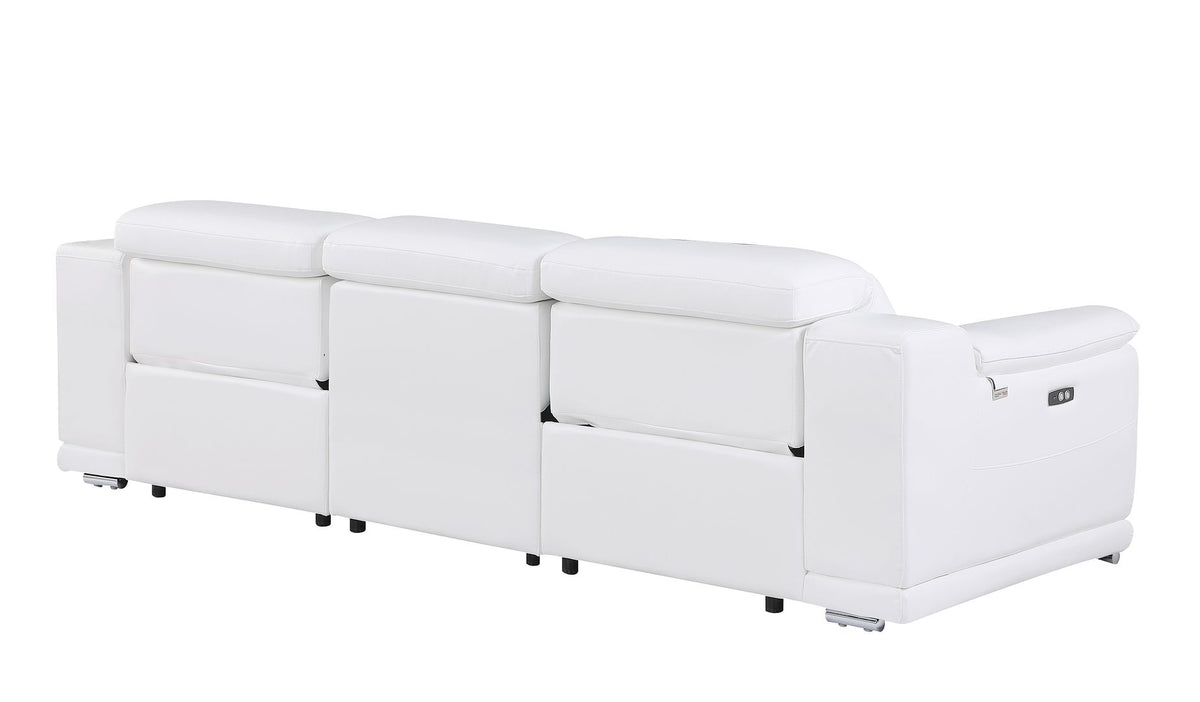 9762 Divanitalia 3-Piece Modular Power Reclining Sofa with 2 Power Recliners in Top Grain Italian Leather - White - SKU 9762-WHITE-3.2-S-HT - view 6