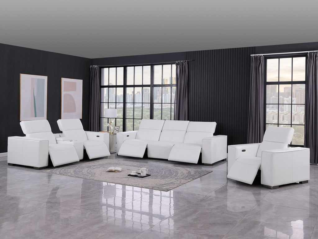 1208 Modular Leather Set with 5 Power Recliners & Power Headrests - White - SKU 1208-WHITE-7.5-HT-3PC - view 2