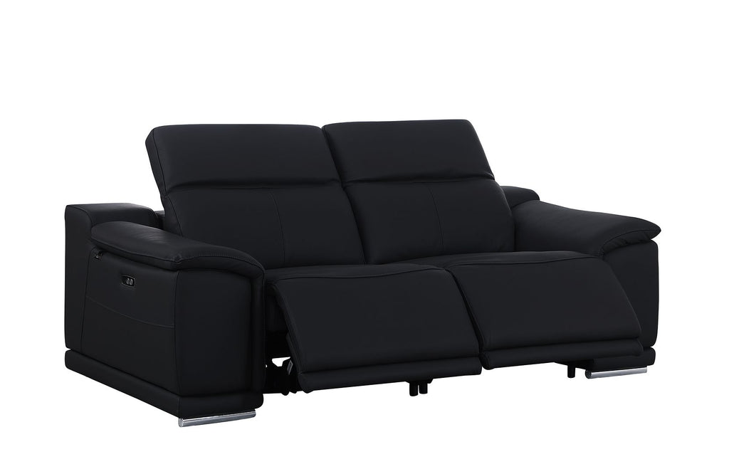 9762 Divanitalia 2-Piece Modular Power Reclining Console with 2 Power Recliners in Top Grain Italian Leather