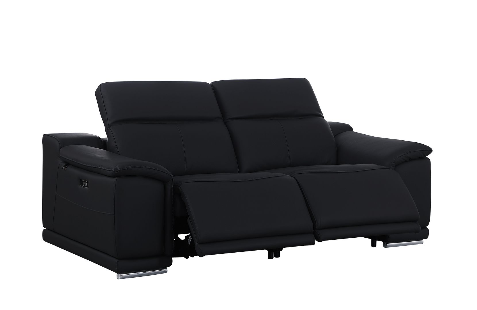 9762 Divanitalia 2-Piece Modular Power Reclining Console with 2 Power Recliners in Top Grain Italian Leather