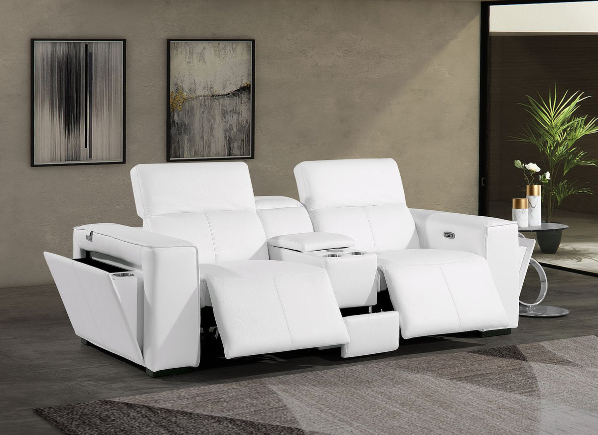 1224 Divanitalia 3-Piece Modular Power Reclining Loveseat in Top Grain Italian Leather with 2 Power Recliners & Power Headrests - White - SKU 1224-WHITE-3.2-HT - view 2