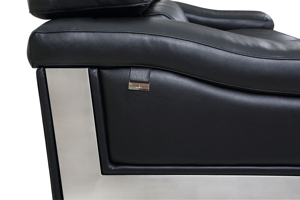 415 Divanitalia Sofa with Adjustable Headrest in Top-grain Italian Leather - Black - SKU 415-S-BLACK - view 6