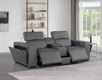 1224 Divanitalia 3-Piece Modular Power Reclining Loveseat in Top Grain Italian Leather with 2 Power Recliners & Power Headrests - Dark Grey - SKU 1224-DK-GREY-3.2-HT - view 2