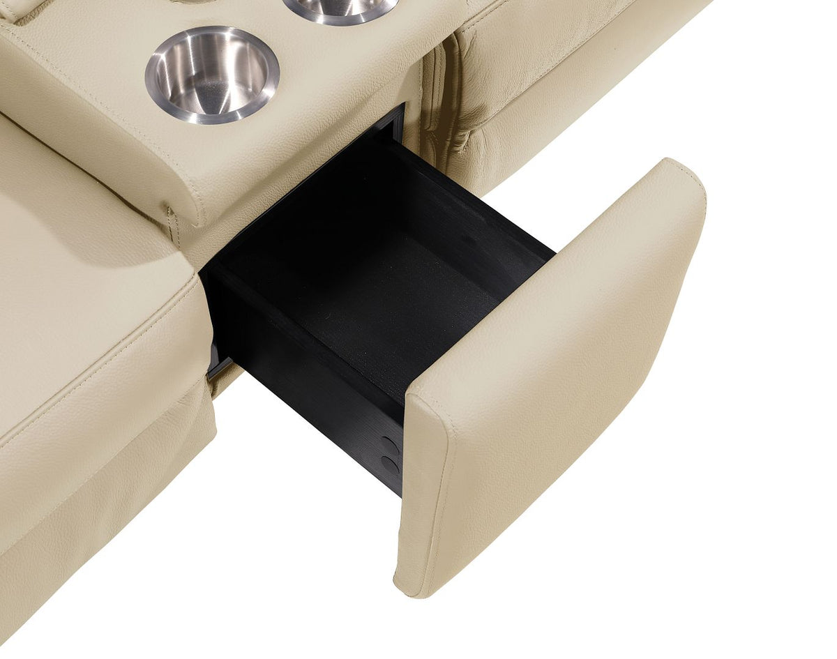 1246 Divanitalia 6-Piece L-Shaped Modular Power Reclining Sectional Sofa with 3 Power Recliners and Power Headrests - Top Grain Italian Leather - Beige - SKU 1246-BEIGE-6PC-3PWR-SECTIONAL - view 14