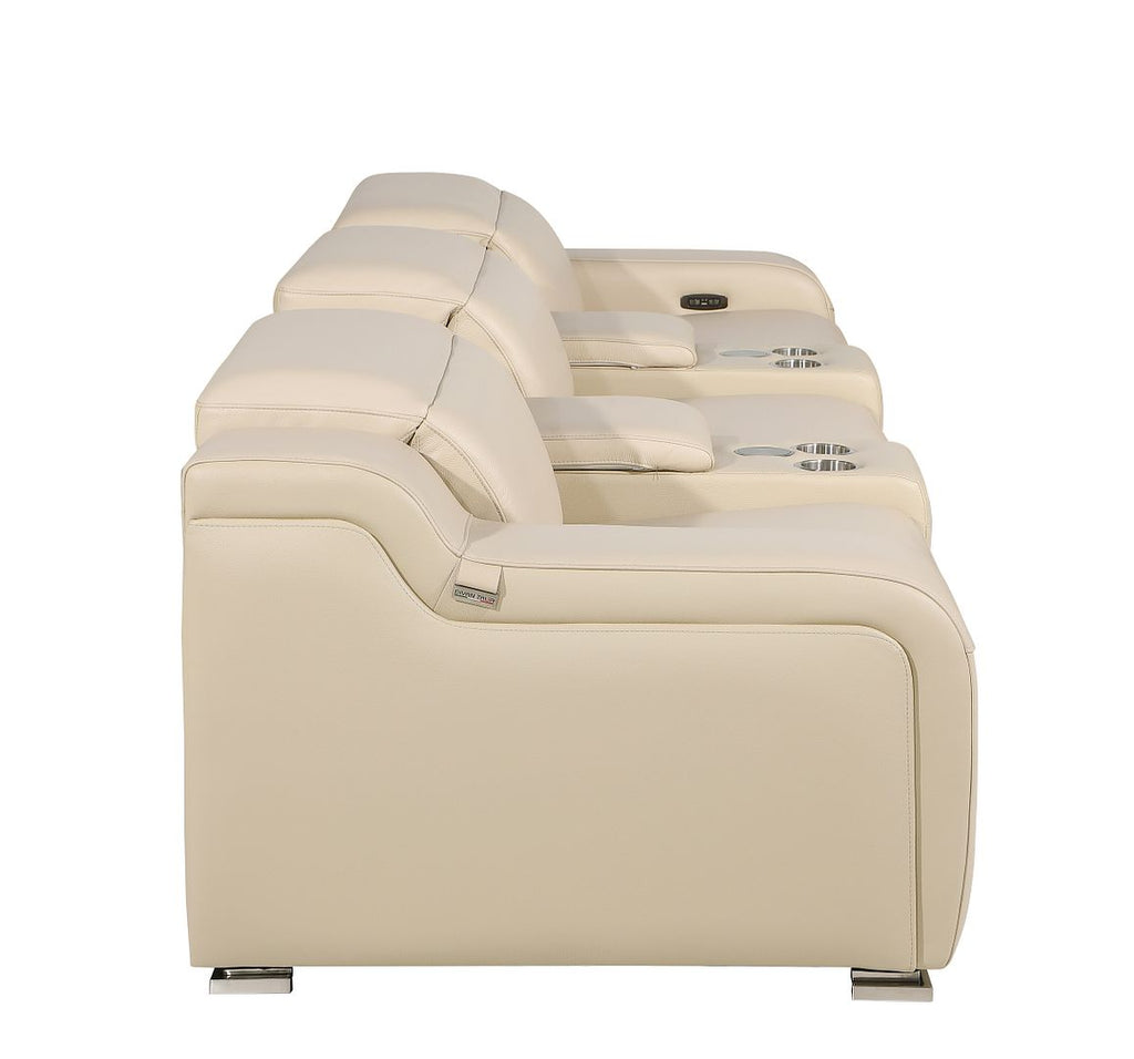 1116 Divanitalia 5-Piece Modular Power Reclining Sofa in Top Grain Italian Leather with 3 Power Recliners & Power Headrests