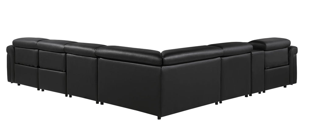 1126 Divanitalia 7-Piece L-Shaped Sectional Sofa in Top Grain Italian Leather with 3 Power Recliners & Power Headrests - Black - SKU 1126-BLACK-SEC-7PC-3PWR-SECTIONAL- GROUP - view 6
