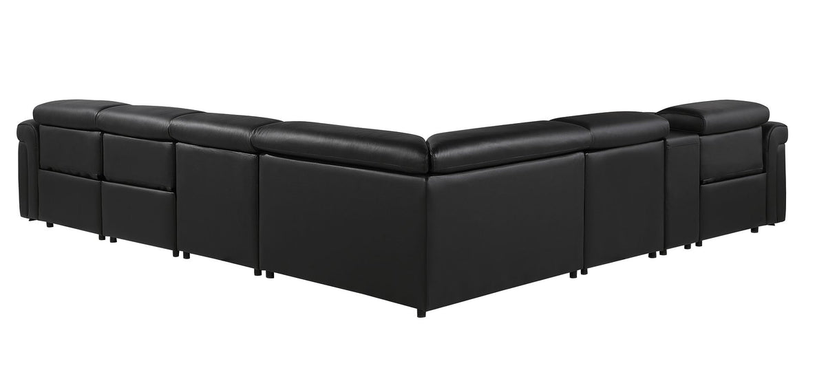 1126 Divanitalia 7-Piece L-Shaped Sectional Sofa in Top Grain Italian Leather with 3 Power Recliners & Power Headrests - Black - SKU 1126-BLACK-SEC-7PC-3PWR-SECTIONAL- GROUP - view 6