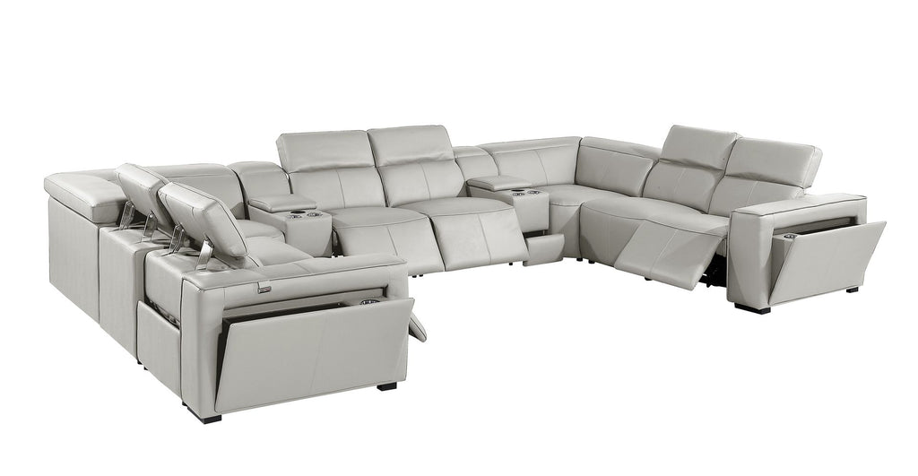 1224 Divanitalia 10-Piece U-Shaped Sectional Sofa in Top Grain Italian Leather with 4 Power Recliners & Power Headrests