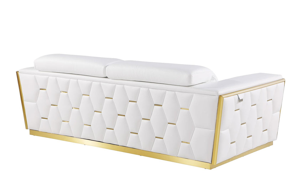 1111 Divanitalia 2-Piece Sofa Set with Adjustable Headrest in Top-grain Italian Leather - White - SKU 1111-WHITE-2PC - view 5