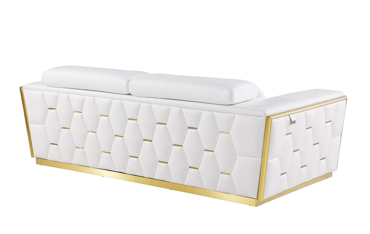 1111 Divanitalia 2-Piece Sofa Set with Adjustable Headrest in Top-grain Italian Leather - White - SKU 1111-WHITE-2PC - view 5