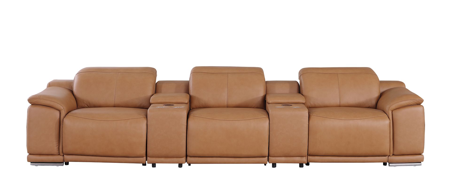 9762 Divanitalia 5-Piece Modular Power Reclining Sofa and Loveseat Set with 3 Power Recliners in Top Grain Italian Leather