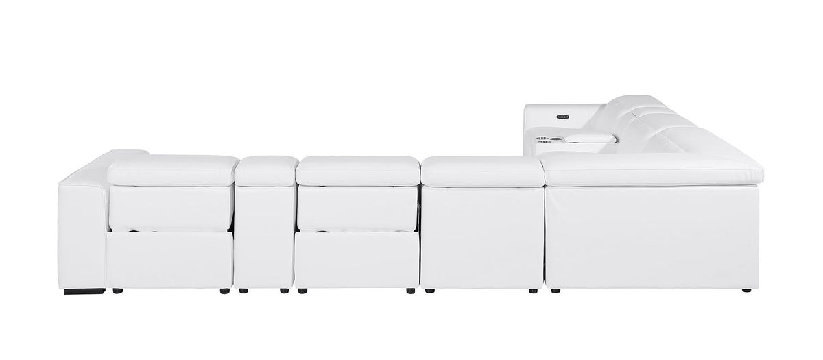 1224 Divanitalia 8-Piece L-Shaped Sectional Sofa in Top Grain Italian Leather with 3 Power Recliners & Power Headrests - White - SKU 1224-WHITE-8PC-3PWR-SECTIONAL - view 6