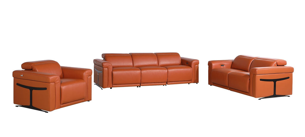 1126 Divanitalia 6-Piece Modular Power Reclining Sofa, Loveseat & Chair Set in Top Grain Italian Leather with 6 Power Recliners & Power Headrests - Camel - SKU 1126-CAMEL-6.6-HT-3PC - view 3