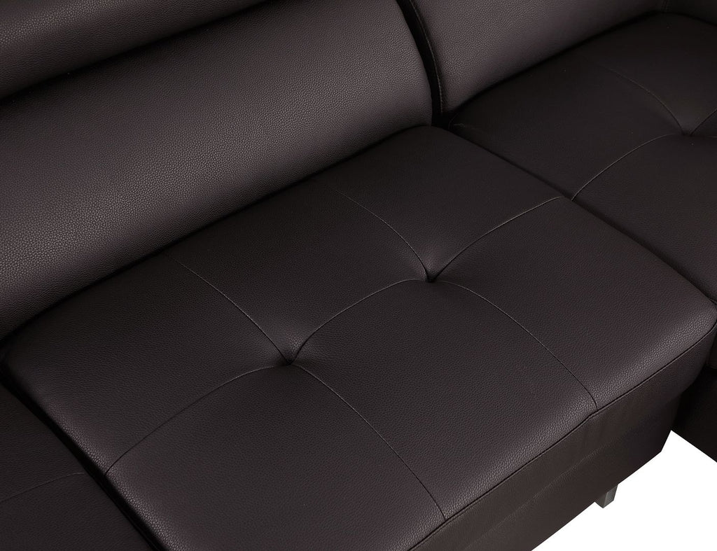 8136 Left Arm Facing Chaise with Adjustable Headrest in Genuine Leather