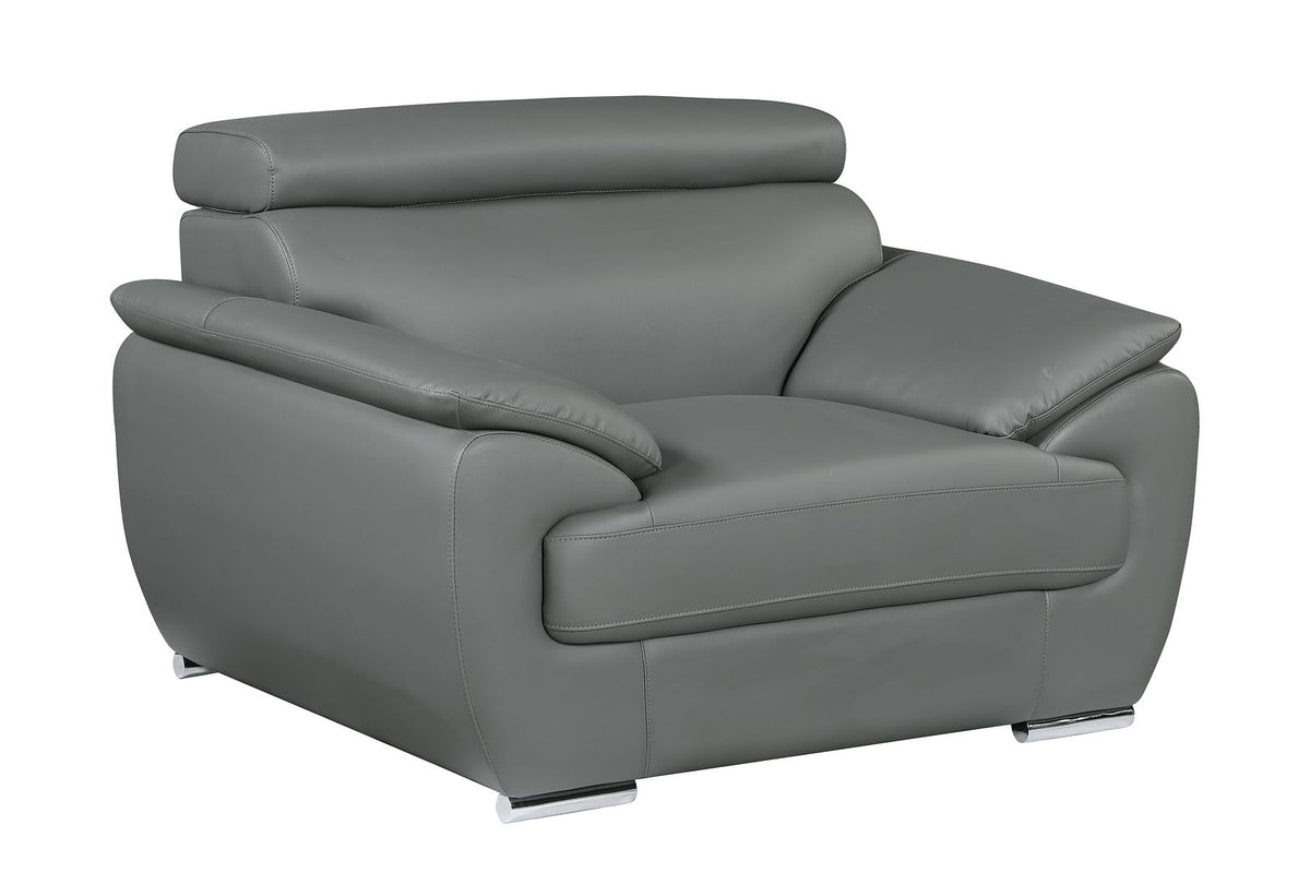 4571 Modern Genuine Leather 3-Piece Sofa Set - Dark Grey - SKU 4571-LV GRAY 3PC (S/L/C) - GROUP - view 8