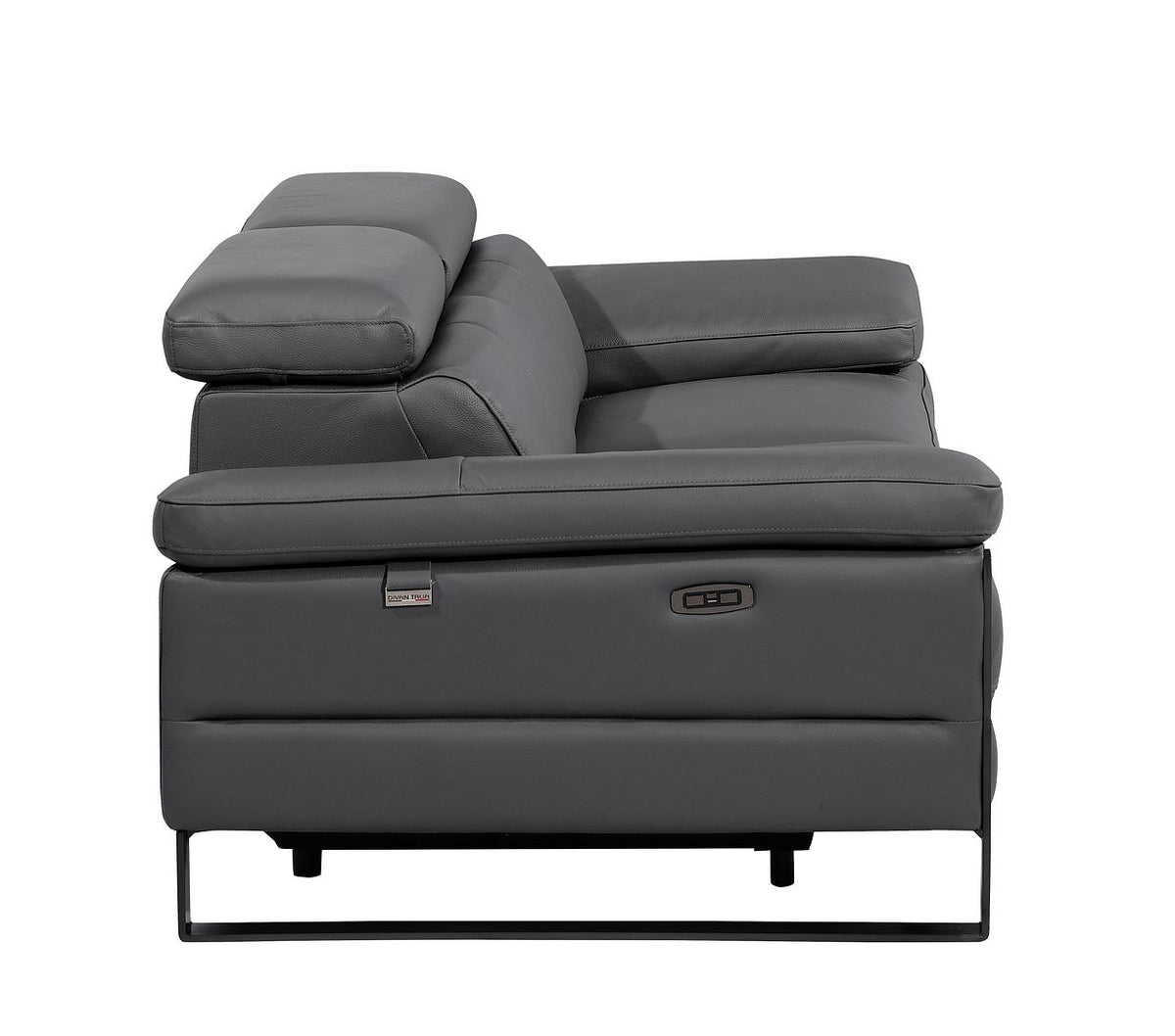 1246 Divanitalia Top Grain Italian Leather Loveseat with Power Headrest - Dark Grey - SKU 1246-DK-GREY-2.2-HT - view 8