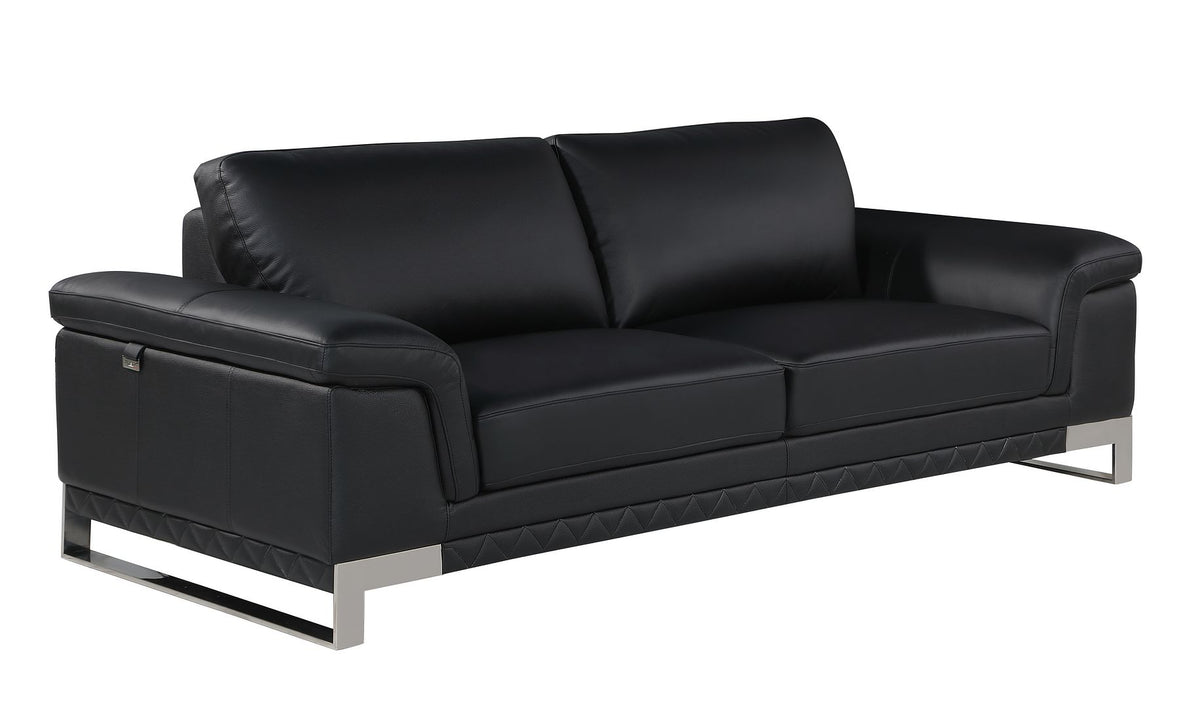 411 Divanitalia Sofa in Top-grain Italian Leather - Black - SKU 411-S-BLACK - view 2