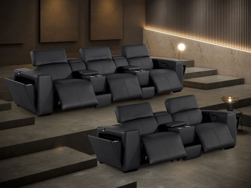 1224 Divanitalia 8-Piece Modular Power Reclining Sofa & Loveseat Set in Top Grain Italian Leather with 5 Power Recliners & Power Headrests - Black - SKU 1224-BLACK-8.5-HT-2PC - view 3