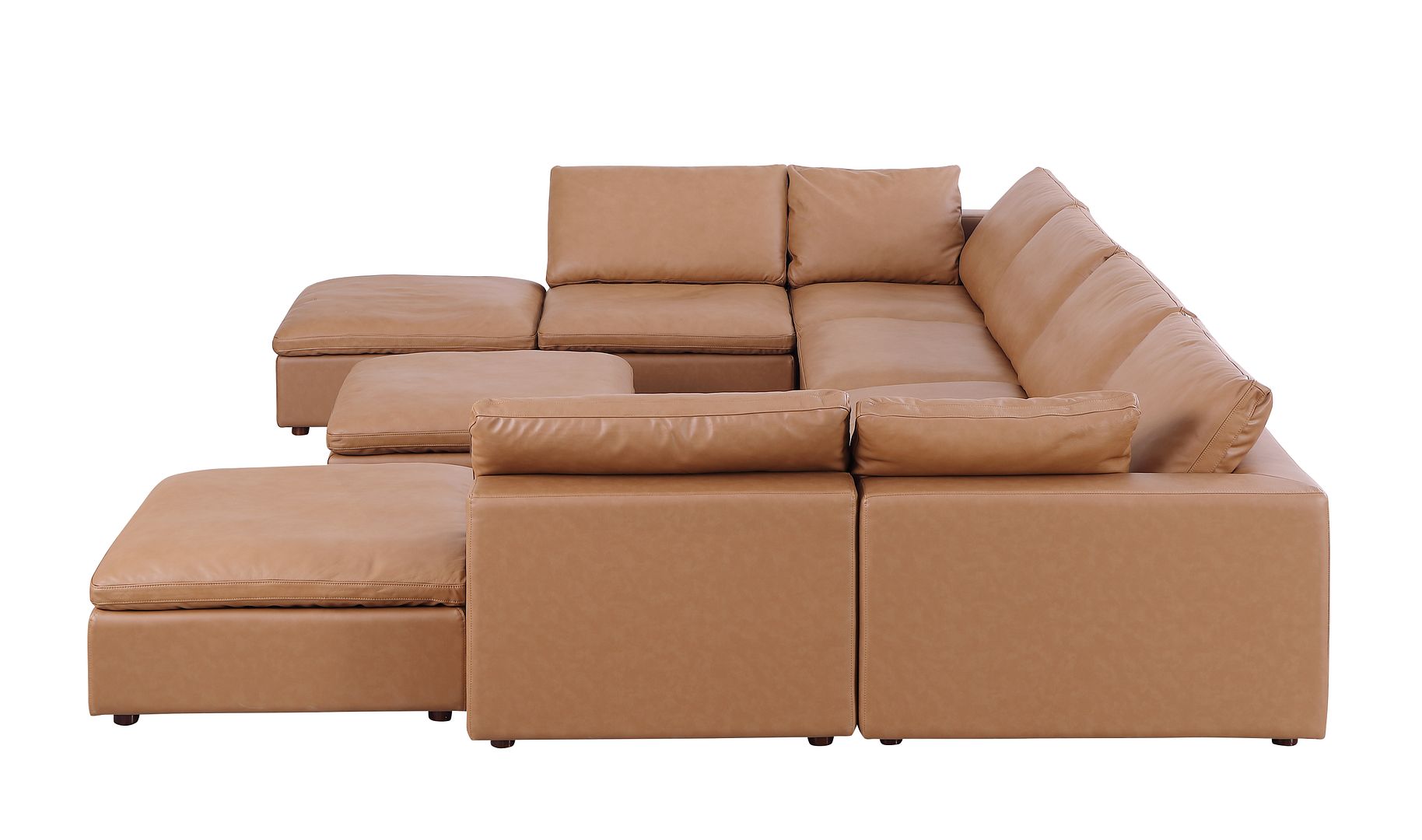 1100 Divanitalia Top-grain Italian Leather 9-Piece Sectional Sofa with Chaise