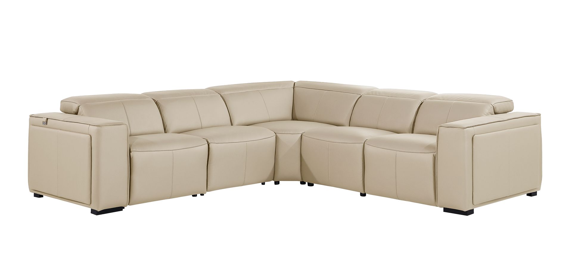 1224 Divanitalia 5-Piece L-Shaped Sectional Sofa in Top Grain Italian Leather with 3 Power Recliners & Power Headrests
