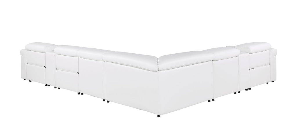 1126 Divanitalia 8-Piece L-Shaped Sectional Sofa in Top Grain Italian Leather with 3 Power Recliners & Power Headrests - White - SKU 1126-WHITE-SEC-8PC-3PWR-SECTIONAL-GROUP - view 6