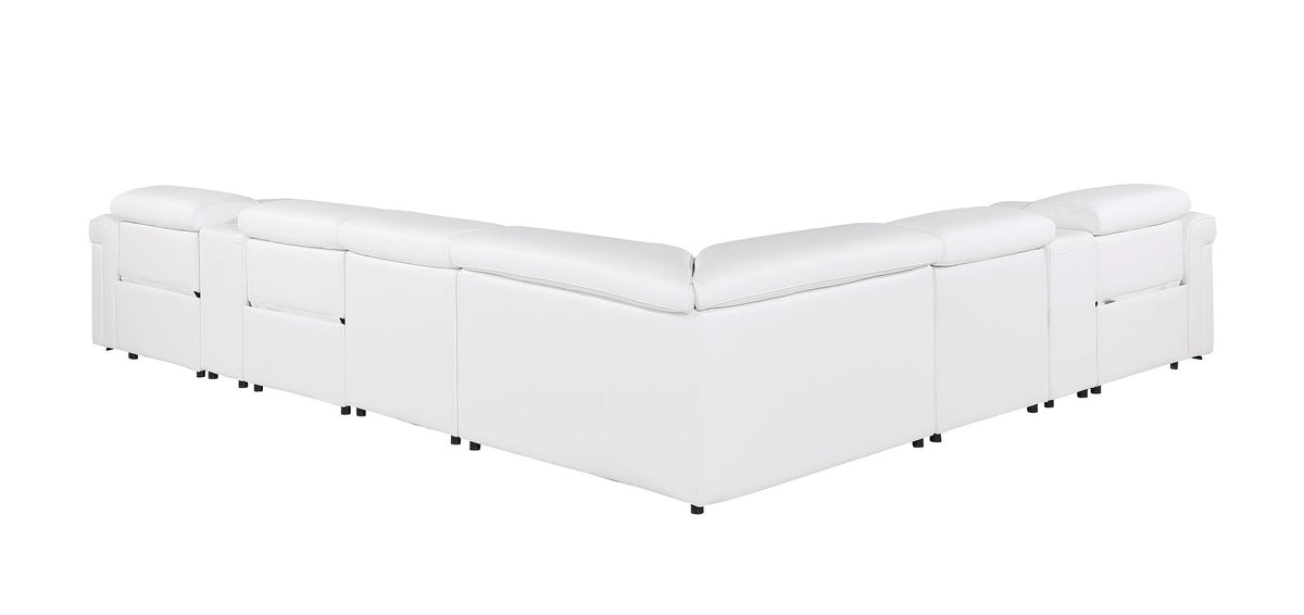 1126 Divanitalia 8-Piece L-Shaped Sectional Sofa in Top Grain Italian Leather with 3 Power Recliners & Power Headrests - White - SKU 1126-WHITE-SEC-8PC-3PWR-SECTIONAL-GROUP - view 6