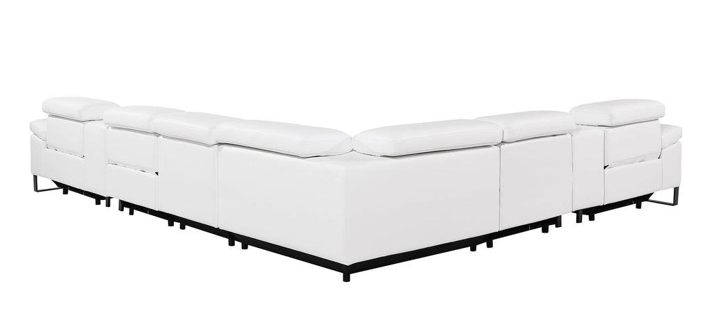 1246 Divanitalia 8-Piece L-Shaped Modular Power Reclining Sectional Sofa with 3 Power Recliners and Power Headrests - Top Grain Italian Leather