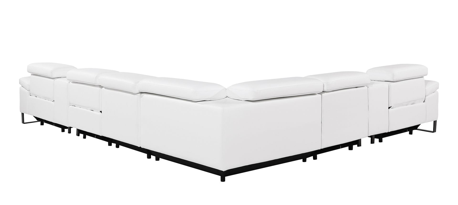 1246 Divanitalia 8-Piece L-Shaped Modular Power Reclining Sectional Sofa with 3 Power Recliners and Power Headrests - Top Grain Italian Leather