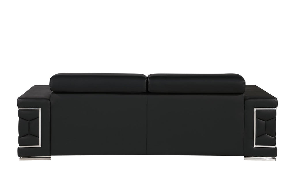 296 Modern Genuine Leather Sofa - Black - SKU 296-BLACK-S - view 4