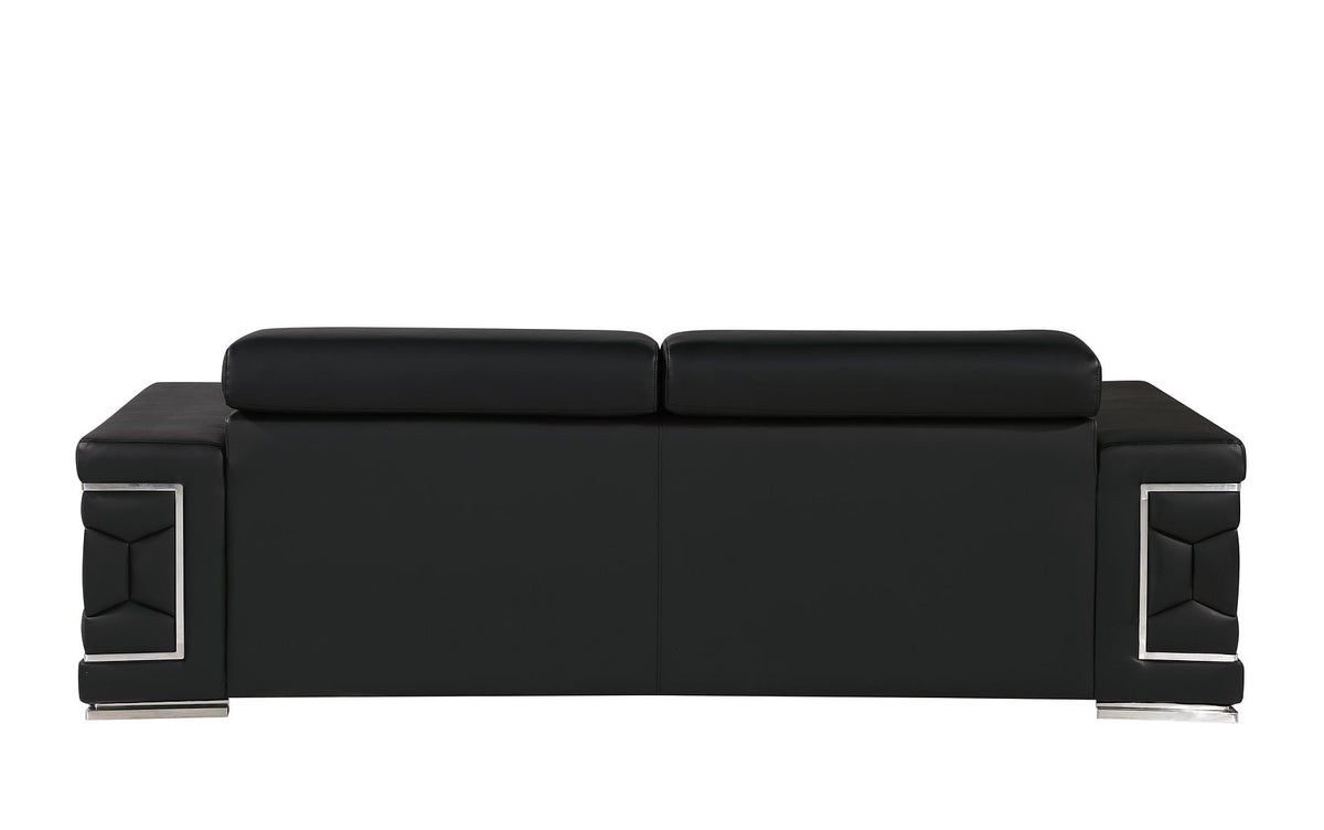 296 Modern Genuine Leather Sofa - Black - SKU 296-BLACK-S - view 4