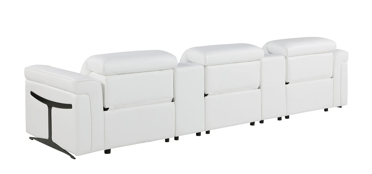 1126 Divanitalia 5-Piece Modular Power Reclining Sofa in Top Grain Italian Leather with 3 Power Recliners & Power Headrests - White - SKU 1126-WHITE-5.3-HT - view 6