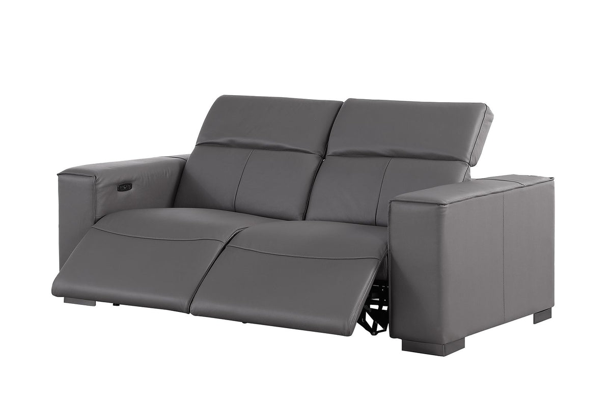 1208 Leather Reclining Set - Sofa & Loveseat with 4 Power Recliners - Dark Grey - SKU 1208-DK-GREY-5.4-HT-2PC - view 10