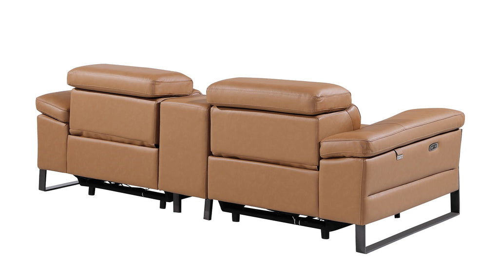 1246 Divanitalia Top Grain Italian Leather Console Loveseat with Power Headrest - Cognac - SKU 1246-COGNAC-3.2-HT - view 6