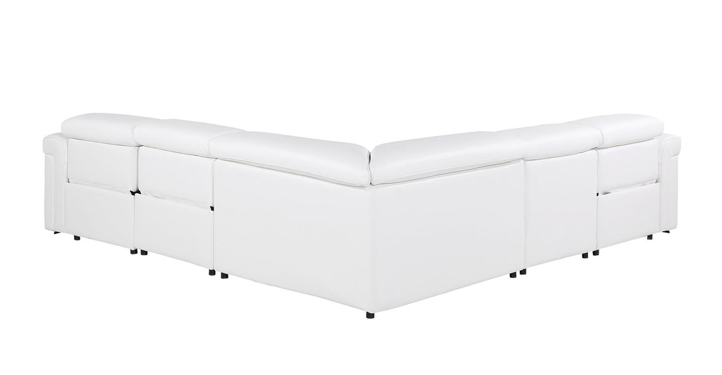 1126 Divanitalia 5-Piece L-Shaped Sectional Sofa in Top Grain Italian Leather with 3 Power Recliners & Power Headrests - White - SKU 1126-WHITE-SEC-5PC-3PWR-SECTIONAL-GROUP - view 5