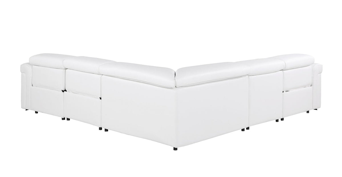 1126 Divanitalia 5-Piece L-Shaped Sectional Sofa in Top Grain Italian Leather with 3 Power Recliners & Power Headrests - White - SKU 1126-WHITE-SEC-5PC-3PWR-SECTIONAL-GROUP - view 5