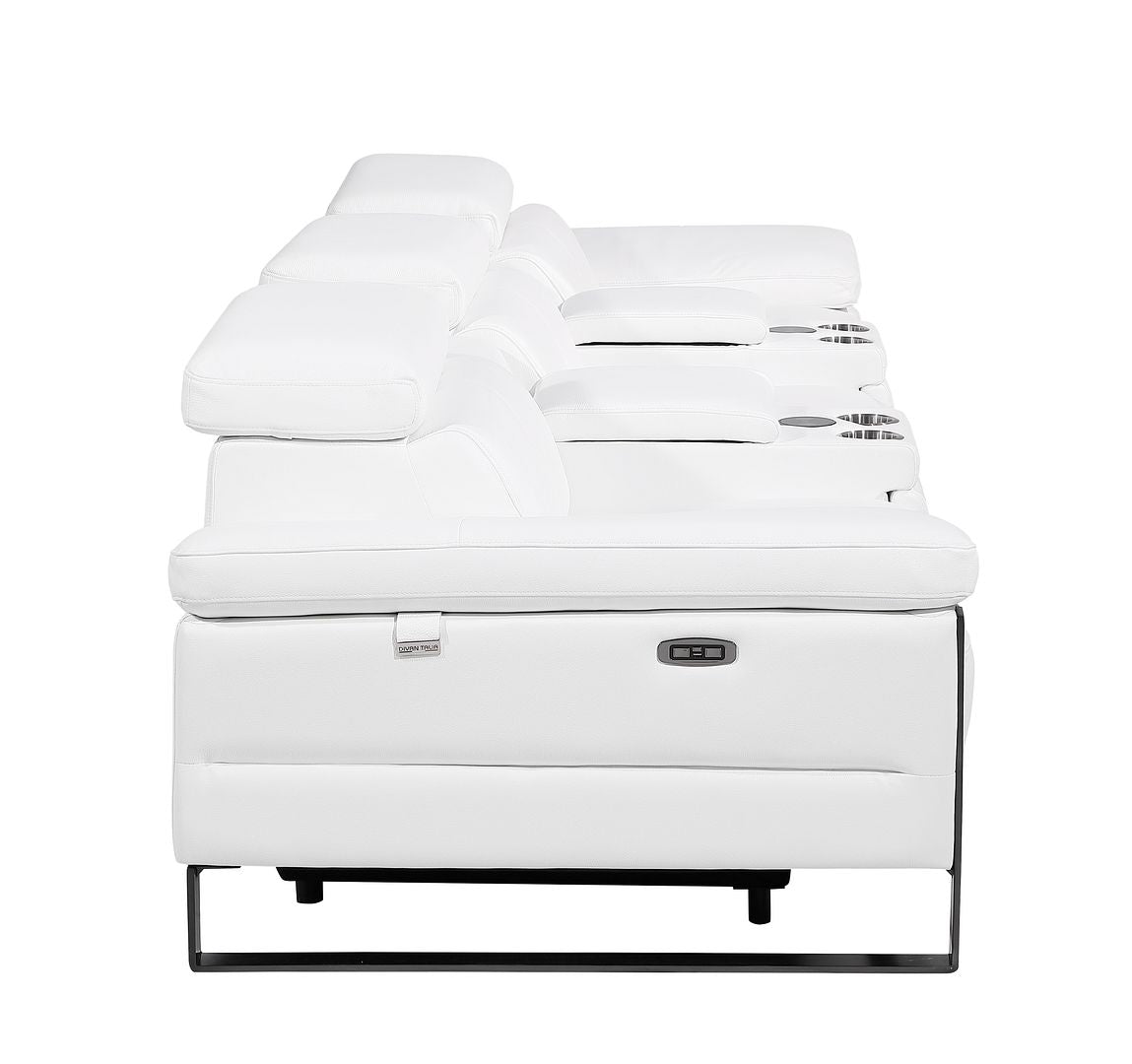 1246 Divanitalia Modular Power Triple Reclining Dual Console Sofa with Power Reclining Headrests - Top Grain Italian Leather - White - SKU 1246-WHITE-5.3-HT - view 7