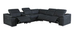 9762 Divanitalia 6-Piece L-Shaped Top Grain Italian Leather Sectional Sofa with 3 Power Recliners