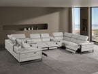 1246 Divanitalia 10-Piece U-Shaped Modular Power Reclining Sectional Sofa with 4 Power Recliners and Power Headrests - Top Grain Italian Leather
