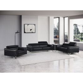 1140 Divanitalia 3-Piece Sofa Set with Adjustable Headrest in Top-grain Italian Leather