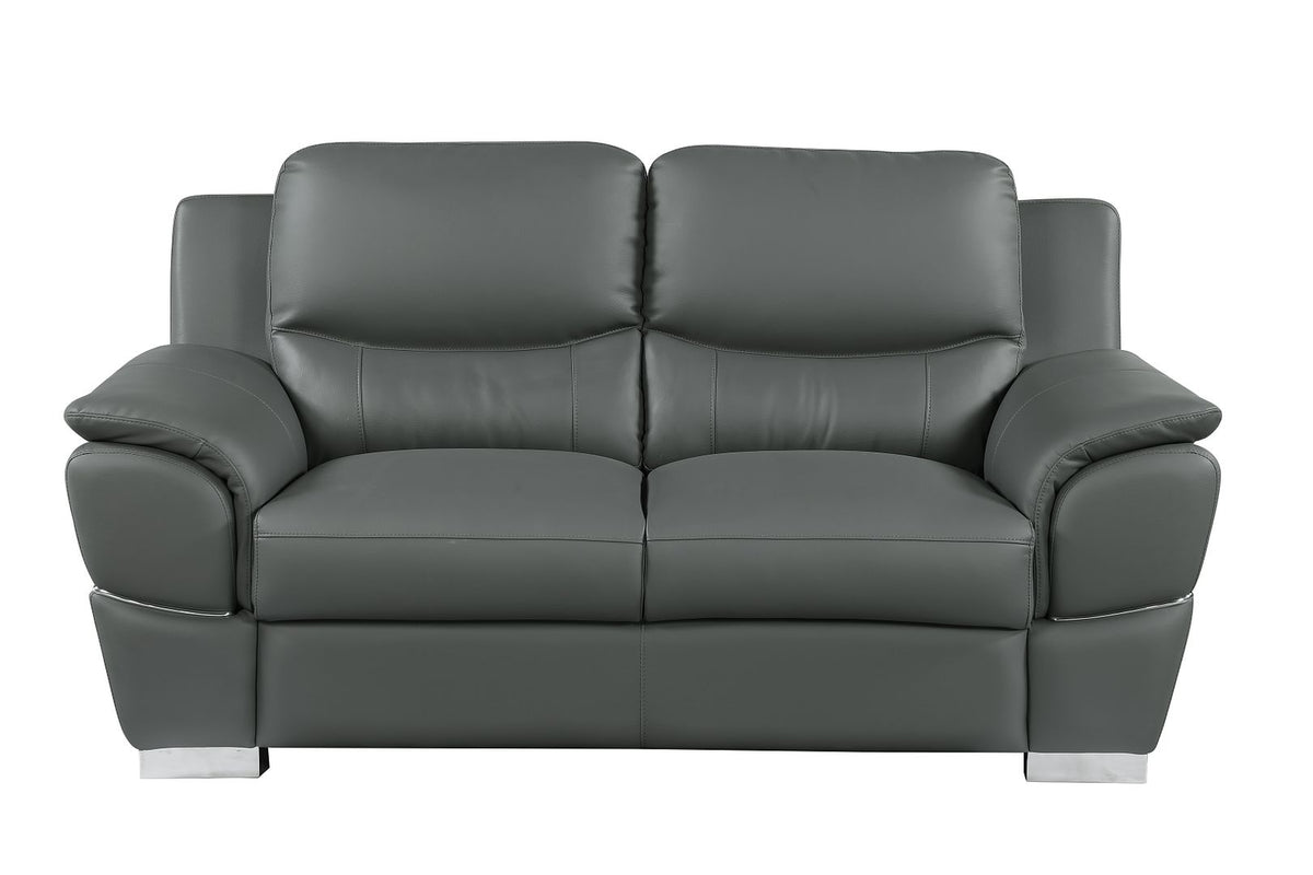 4572 Modern Genuine Leather Loveseat - Dark Grey - SKU 4572-L-GRAY