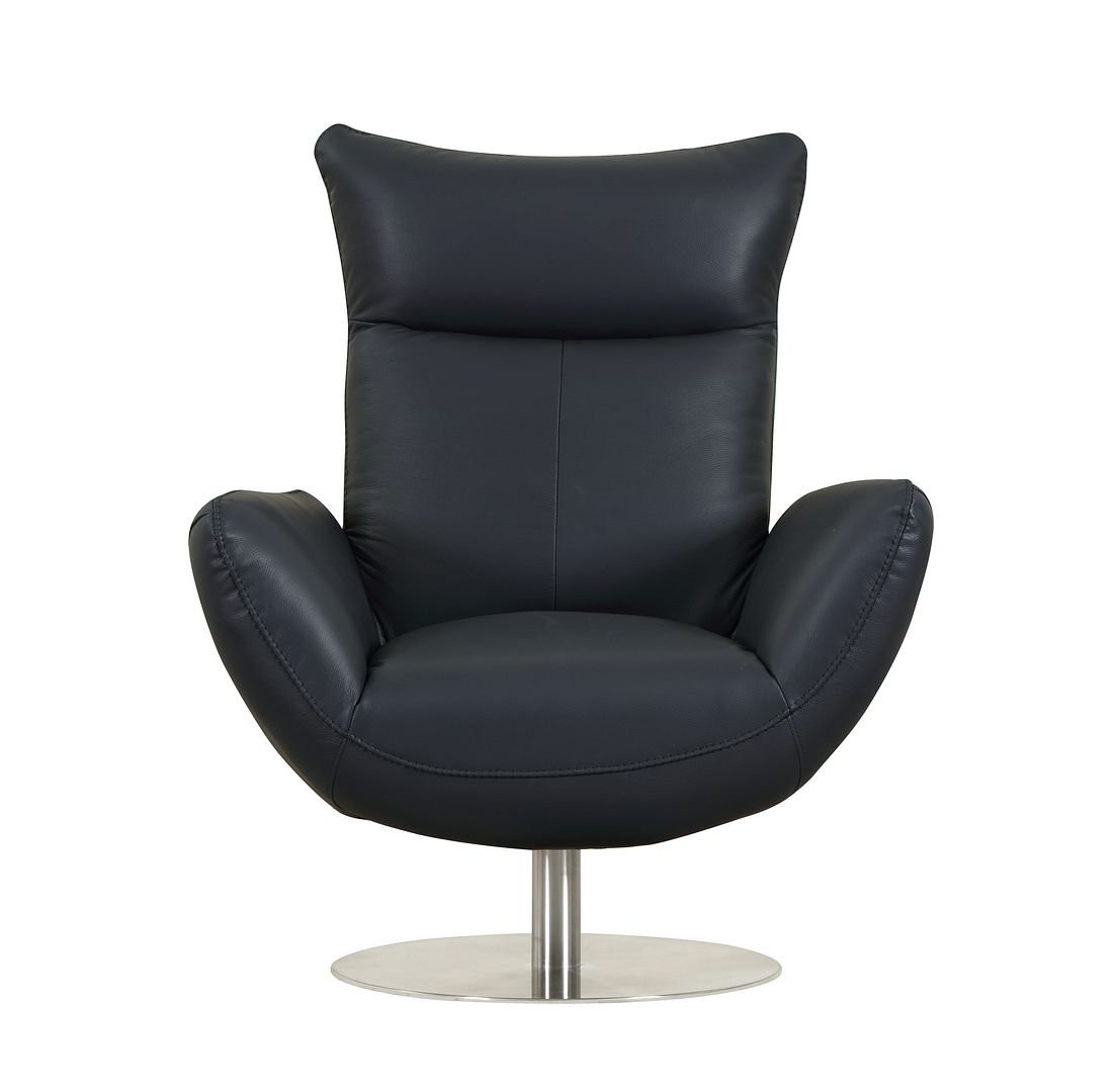 C74 Divanitalia Swivel Chair in Top-grain Italian Leather - Navy