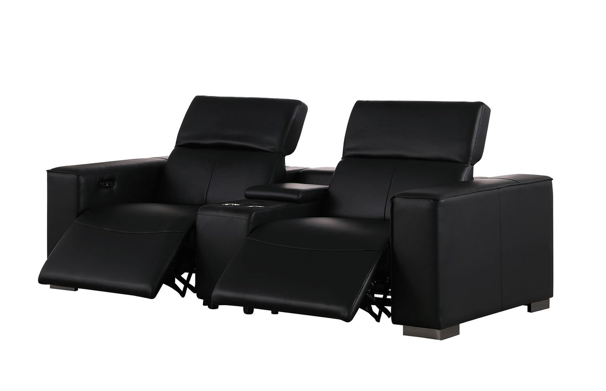 1208 Modular Leather Set with 6 Power Recliners & Power Headrests - Black - SKU 1208-BLACK-7.6-HT-3PC - view 8