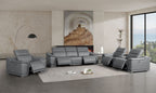 2679 Power Reclining Sofa, Console Loveseat & Chair Set in Genuine Leather - 5 Recliners - Dark Grey - SKU 2679-DK-GRAY-7.5-HT-3PC - view 2
