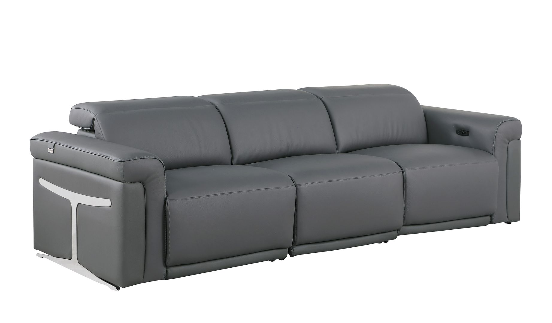 1126 Divanitalia 3-Piece Modular Power Reclining Sofa in Top Grain Italian Leather with 3 Power Recliners & Power Headrests